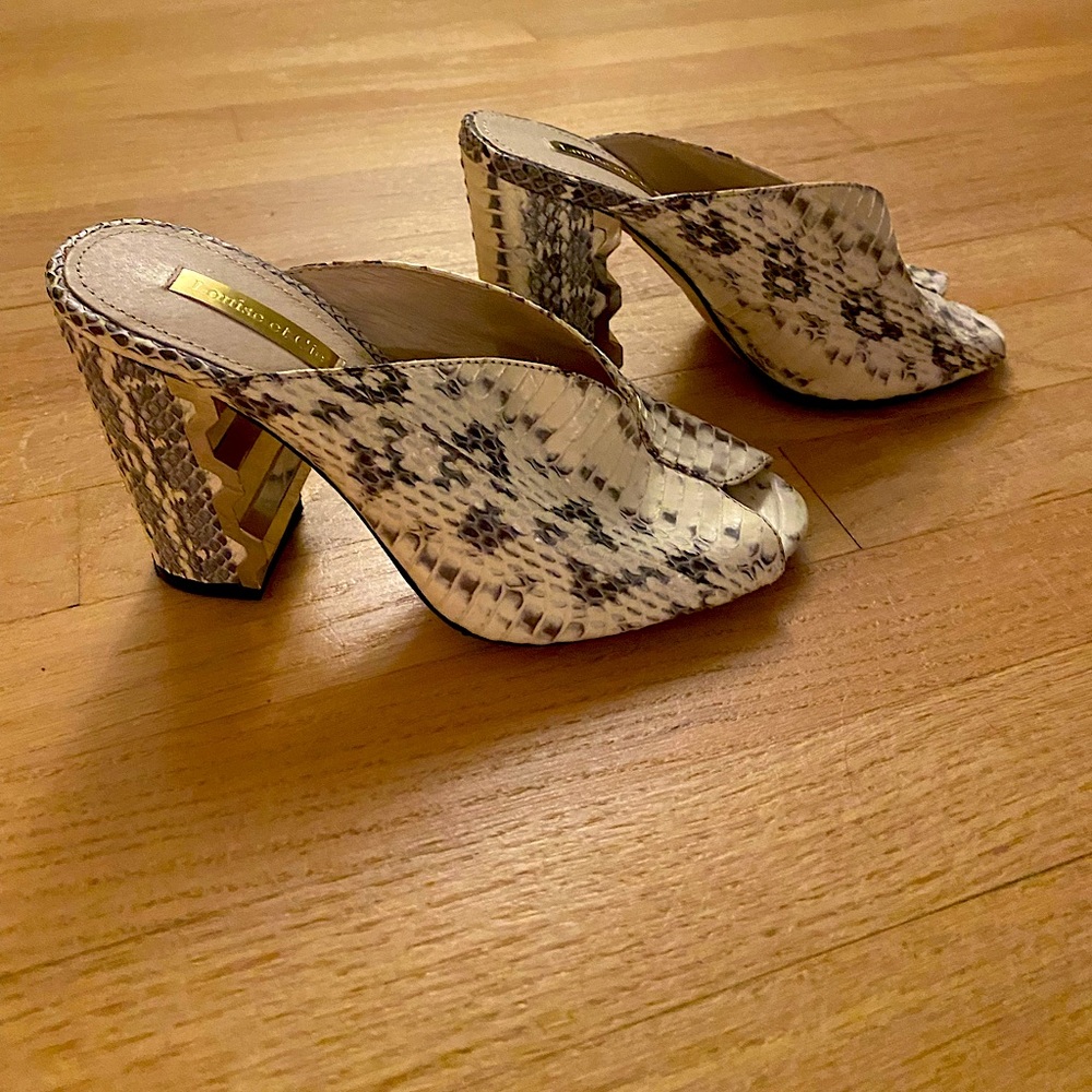 Louie et Cie snake skin mule heel